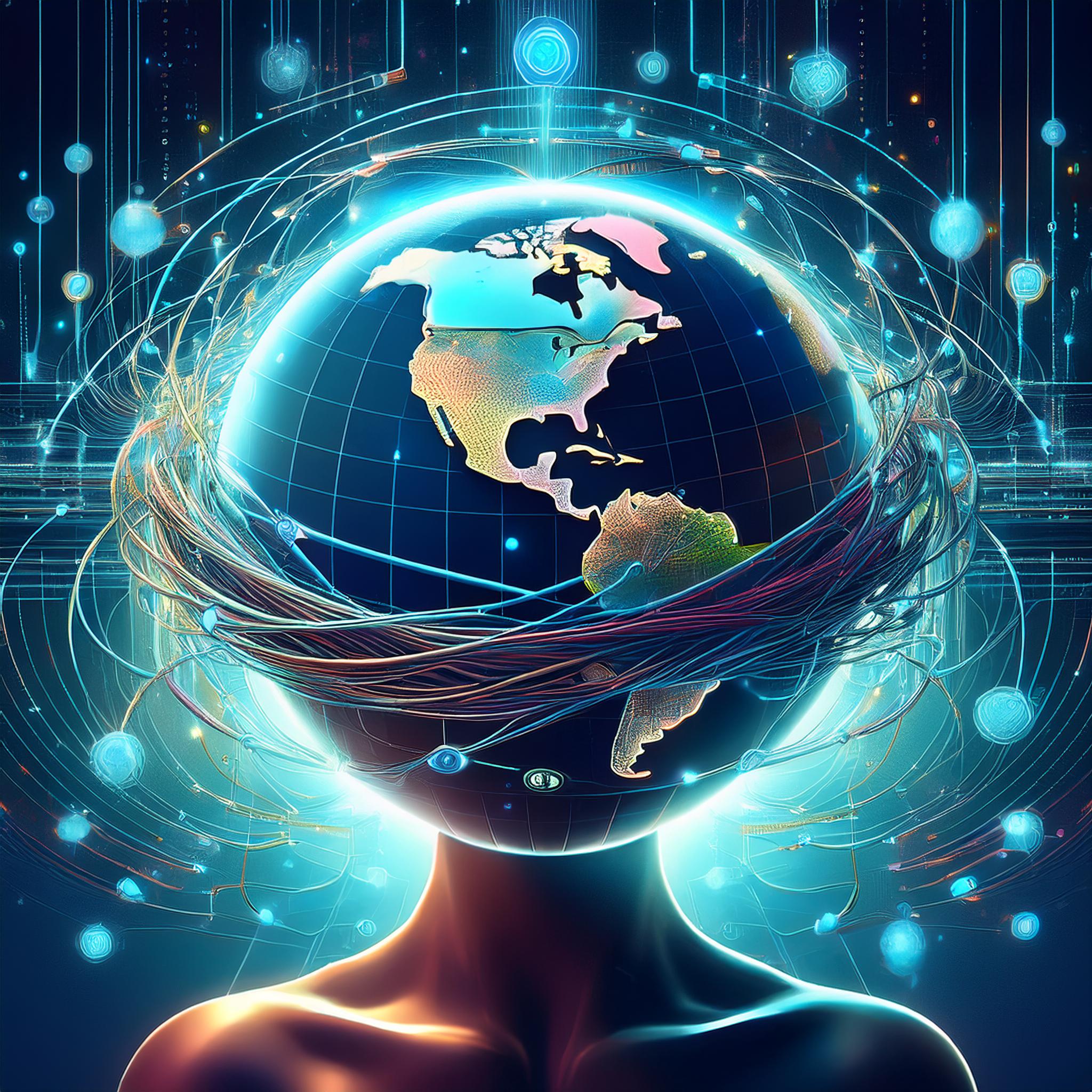 Picture of a Globe Over A Person's Head