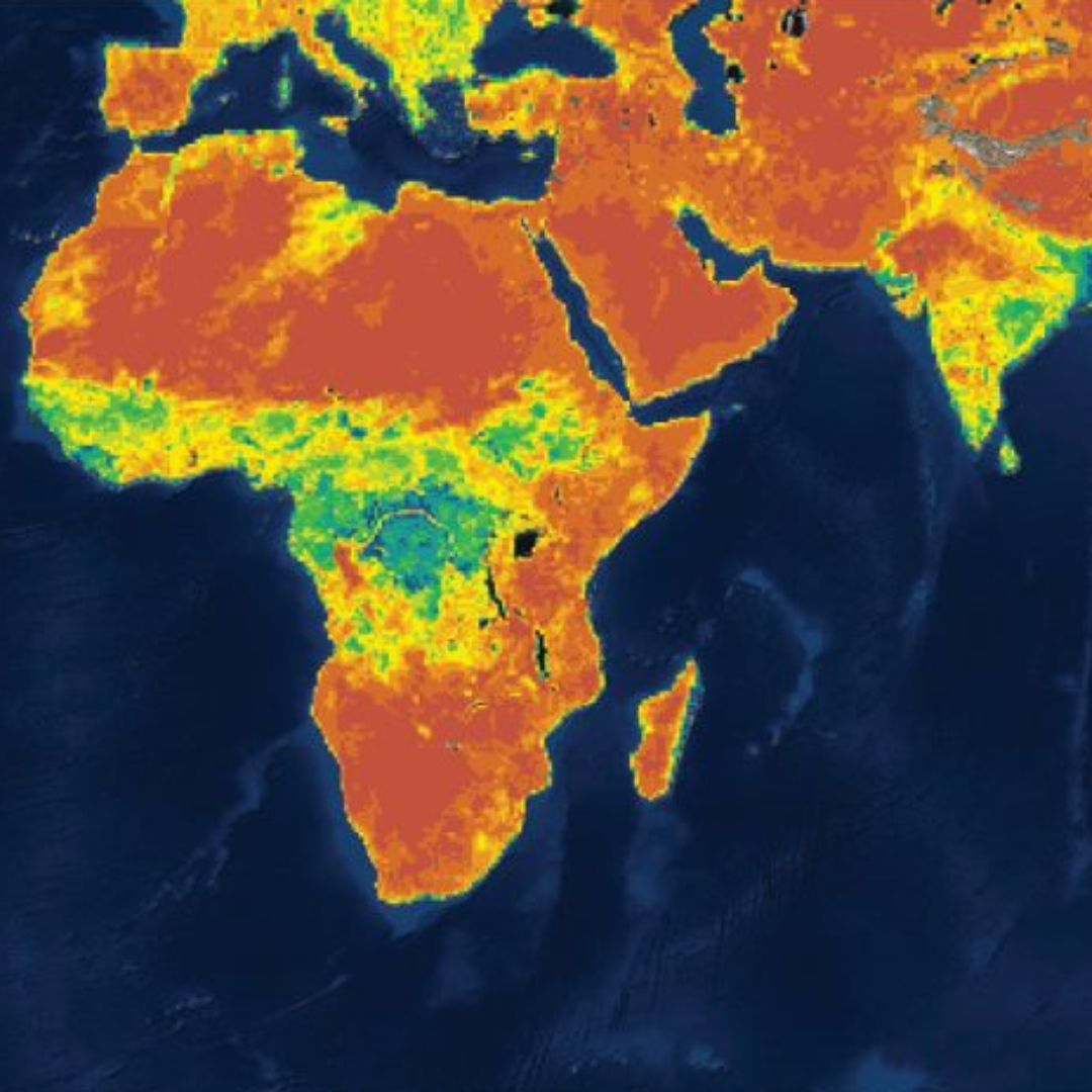 Picture of a heat map of Africa to India