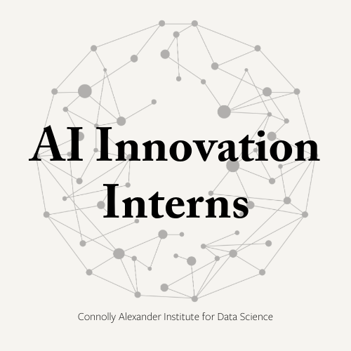 Graphic for AI Innovation Interns, with a gray connected network pattern.