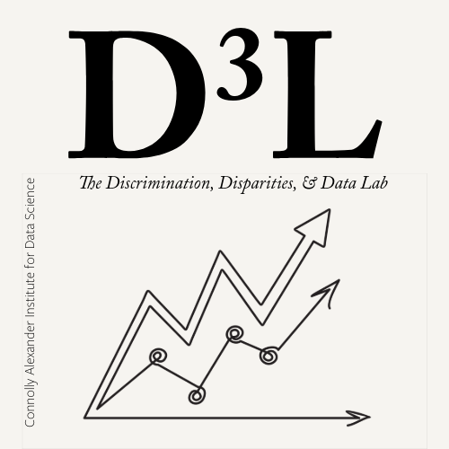 D³L lab logo with "The Discrimination, Disparities, & Data Lab" and upward trend graph.