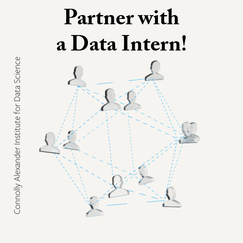 Graphic of interconnected people representing data science network.