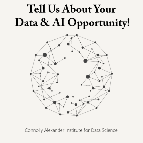 Graphic: Connolly Alexander Institute for Data Science text with abstract network design.